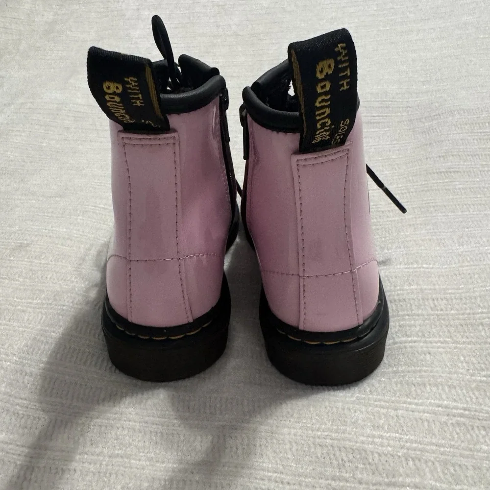Dr Martens Kids 1460 Boots Lot Pink Patent Beige Lace Up Youth Size 9